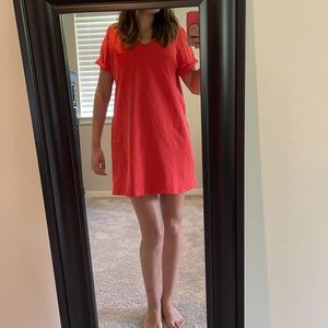 Red stretchy shirt dress